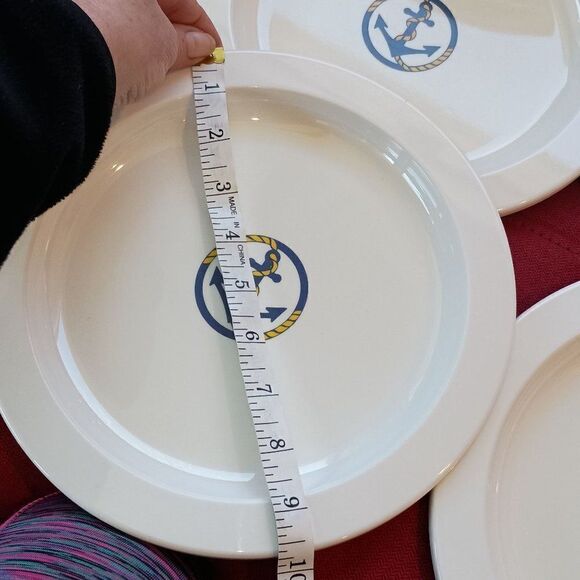 Set of Guzzini Italy Anchor Plates Melamine Dinner Salad Plates Set of 11 - Picture 10 of 11